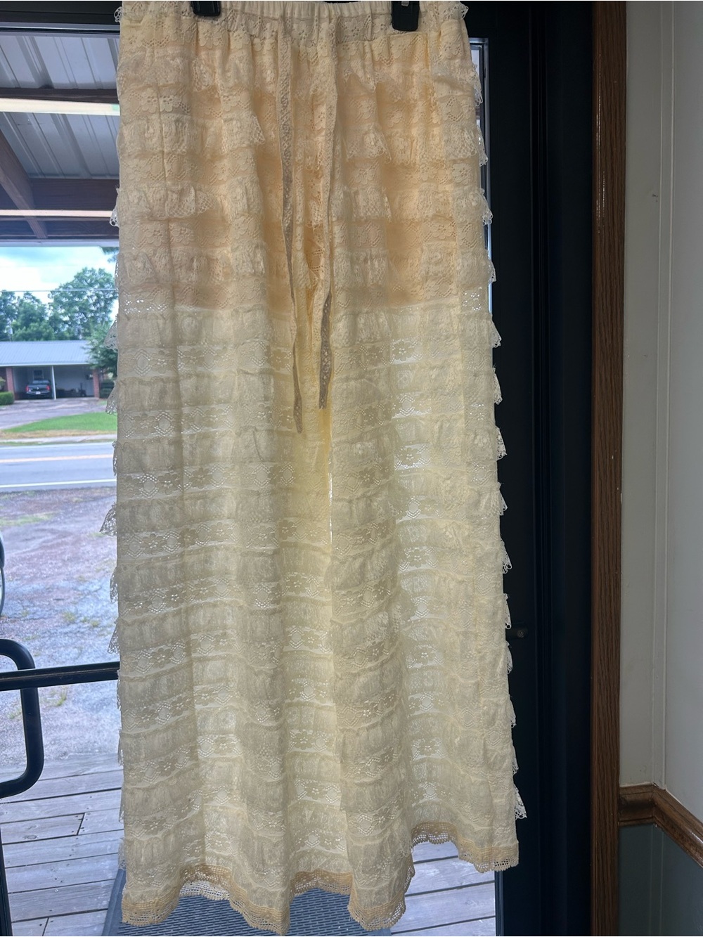 POL Cream Lace Ruffled Curtain Panel